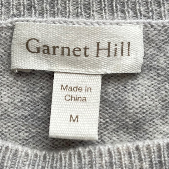 Garnet Hill Gray Cashmere Sweater with Chiffon and Lace Hem Size M - Picture 5 of 8